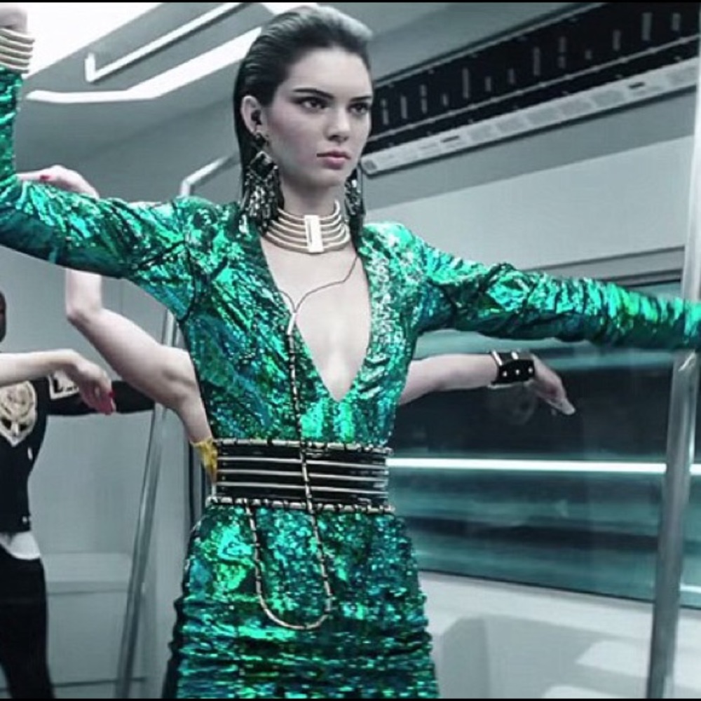 NWT Balmain H&M Emerald Green Sequin Dress Size 2